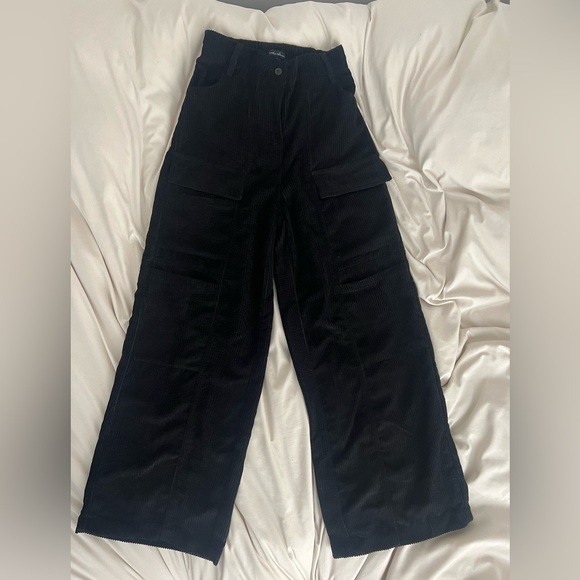 Small Corduroy Black Cargo Pants - Picture 1 of 6